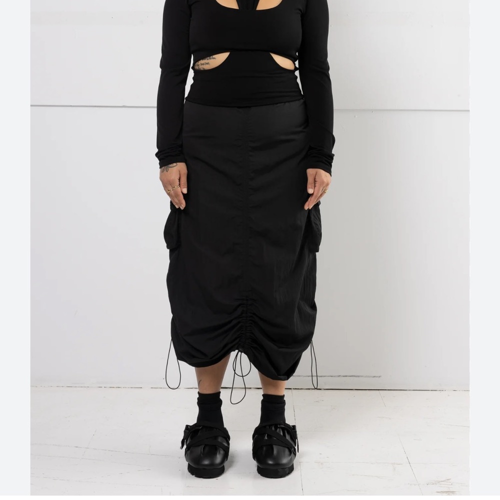MERCY HOUSE Gather Skirt with adjustable bungee hem detail and 2 patch pockets